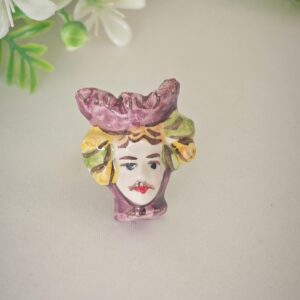 Anello testa di moro in ceramica di Caltagirone, anello siciliano