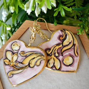 Orecchini ceramica di Caltagirone , orecchini Cuore Sacro ,orecchini siciliani