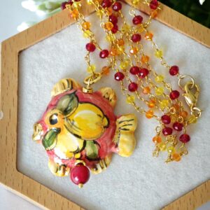 Collana pesce ceramica di Caltagirone , collana rosario siciliana