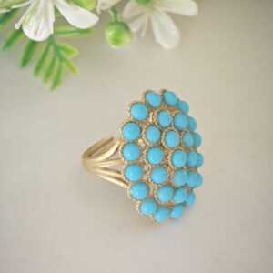 Anello turchese , anello ottone maxi, gioielli italiani