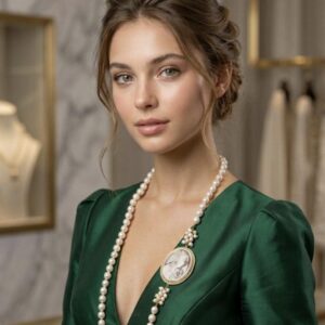 Collana cammeo conchiglia sardonica , collana perle bianche , gioielli italiani