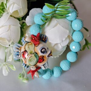 Bracciale pesce ceramica di Caltagirone con perle turchese
