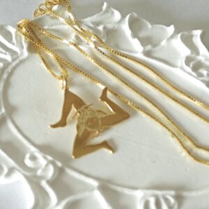 Collana Trinacria in argento 925 placcato oro, collana siciliana