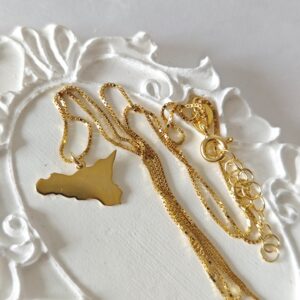 Collana Sicilia in argento 925 placcato oro, collana siciliana